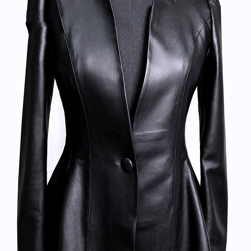 Black leather coat on a white background