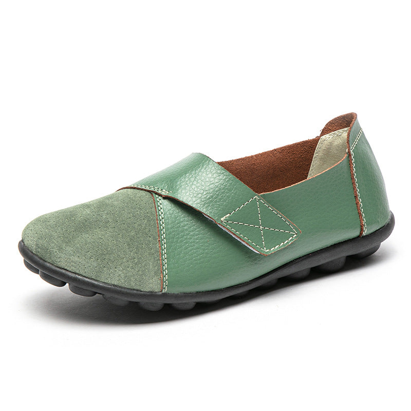 Women's Leather Patchwork Loafers - Soft Sole Flats