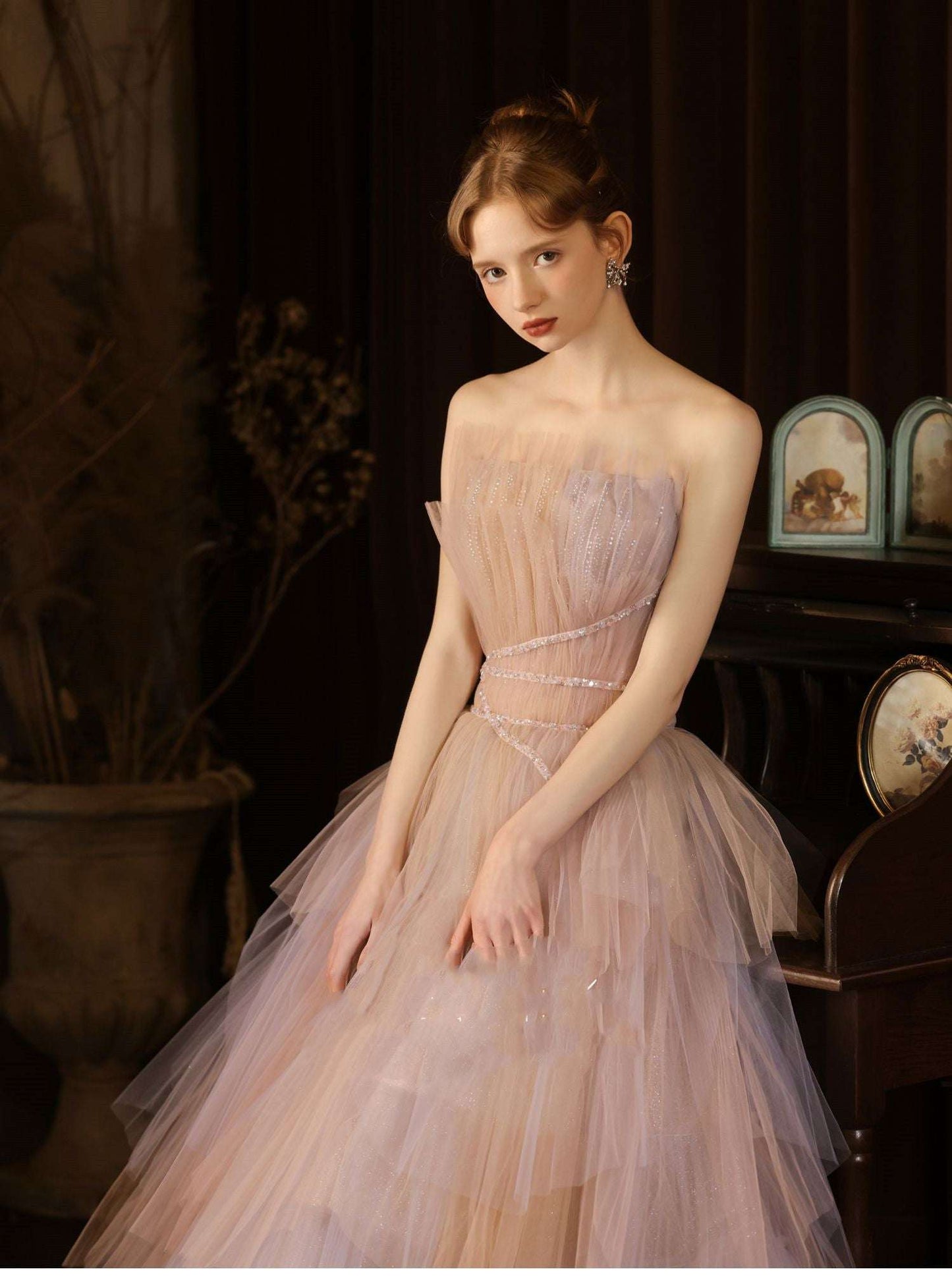 Sweet A-Line Strap Evening Dress | Pink | S–XL