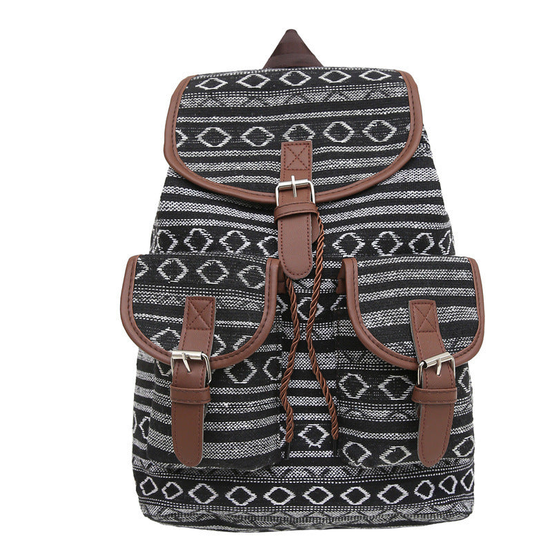 National Style Contrast Color Backpack - Large Capacity Travel Bag