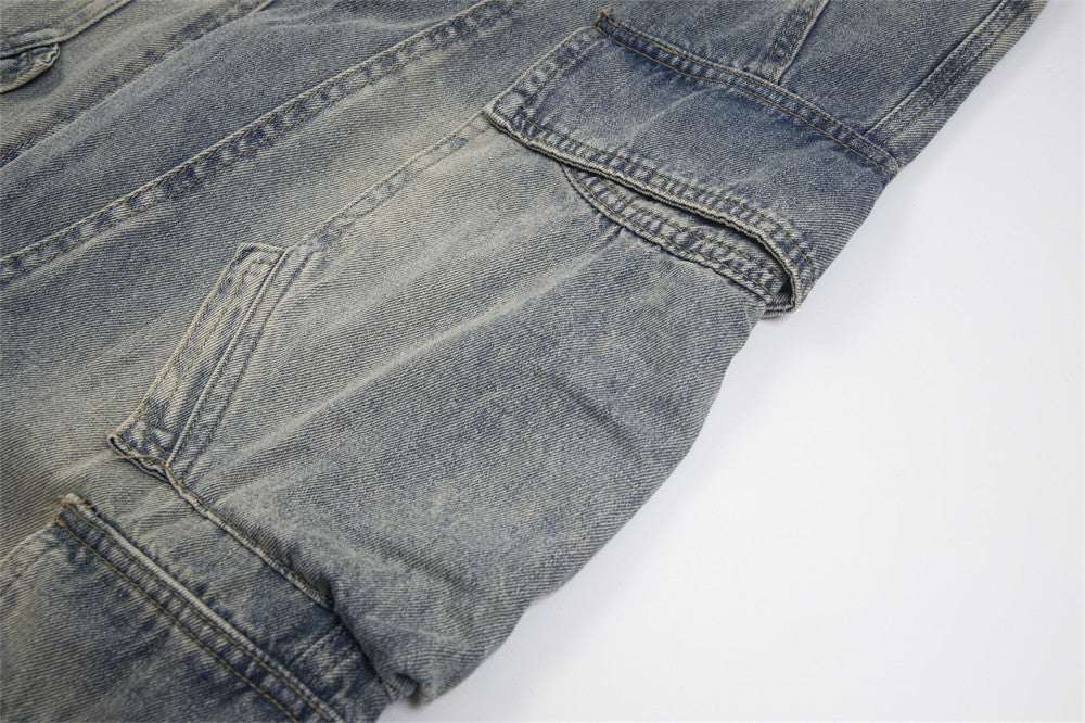 Men's Multi-Pocket Cargo Denim Jeans | Blue | M–2XL