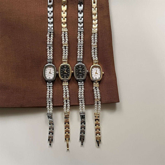 Oval Pearl Fashion Watch - Simple Disk Design