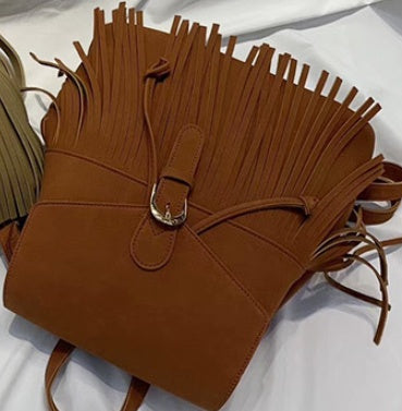 Women's Frosted Tassel Backpack - Solid Color