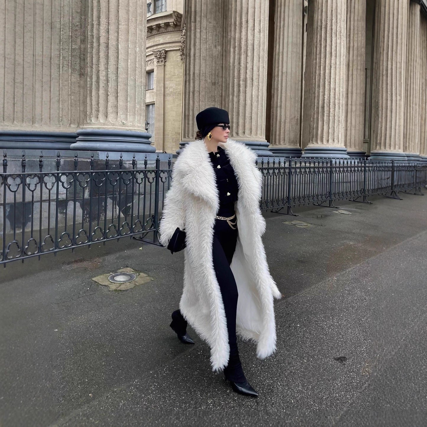 Long Environmental Protection Leather Fur Coat - Fashionable Women's Faux Fur Winter Coat