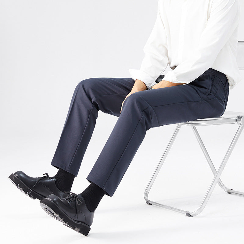 Men's Korean-Style Button-Waist Straight-Leg Trousers | 4 Colours | W28–W38