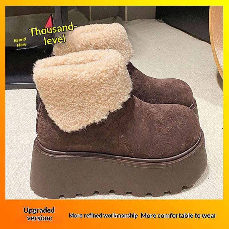 Women's Fleece-Lined Vintage Snow Boots - Warm Cotton Winter Boots