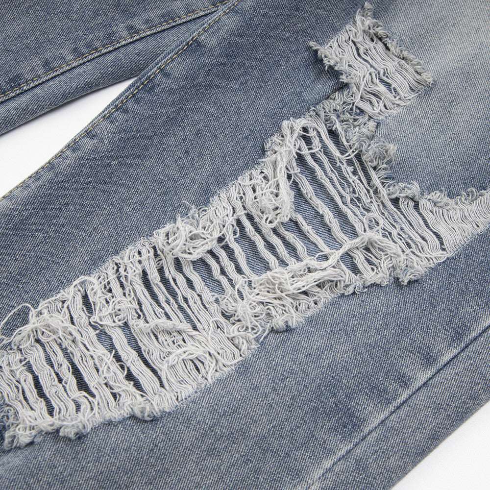 Ripped Denim Trousers | Black & Blue | M–XL