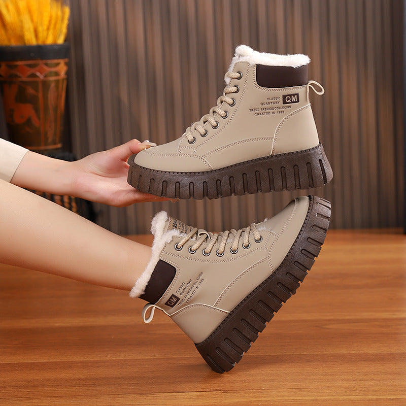 Winter Warm Fleece Lace-up Snow Boots Women