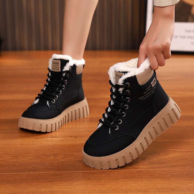 Winter Warm Fleece Lace-up Snow Boots Women