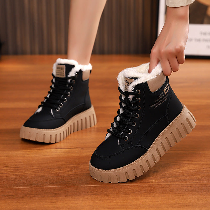 Winter Warm Fleece Lace-up Snow Boots Women