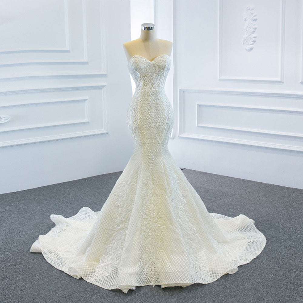 Strapless Fishtail Wedding Dress with Tube Top Overlay | White | US 2–18