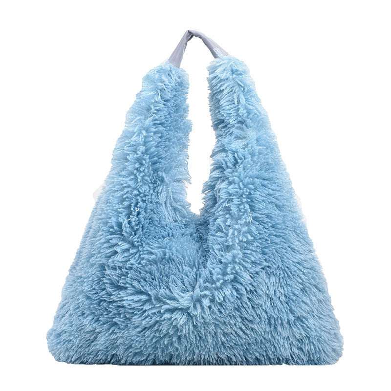 Autumn Winter Plush Handbag - Designer Tote