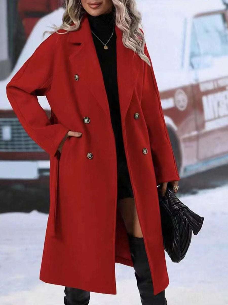 Women's Double-Breasted Lapel Trench Coat With Belt | 5 Colours | S–2XL