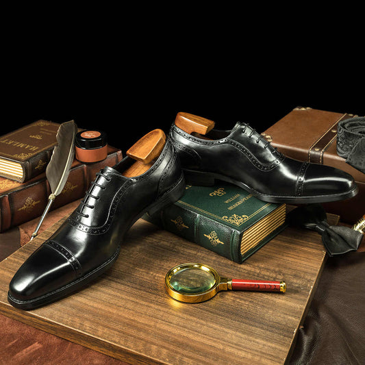Men waxed cowhide leather shoes by Millivan 