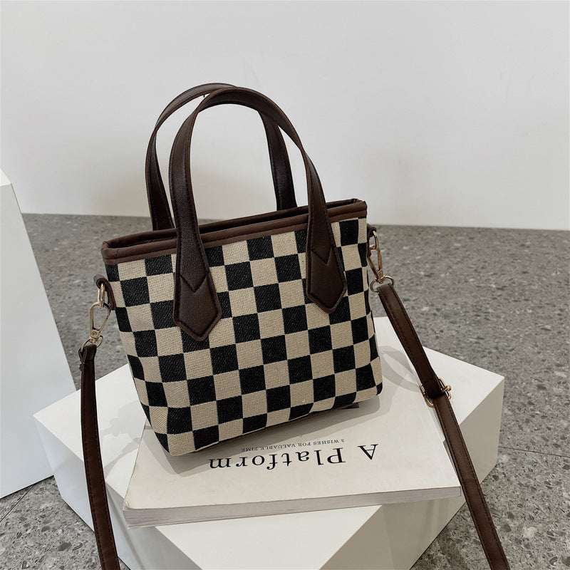 Houndstooth Checkerboard Shoulder Bag - Women's All-Match Messenger Tote