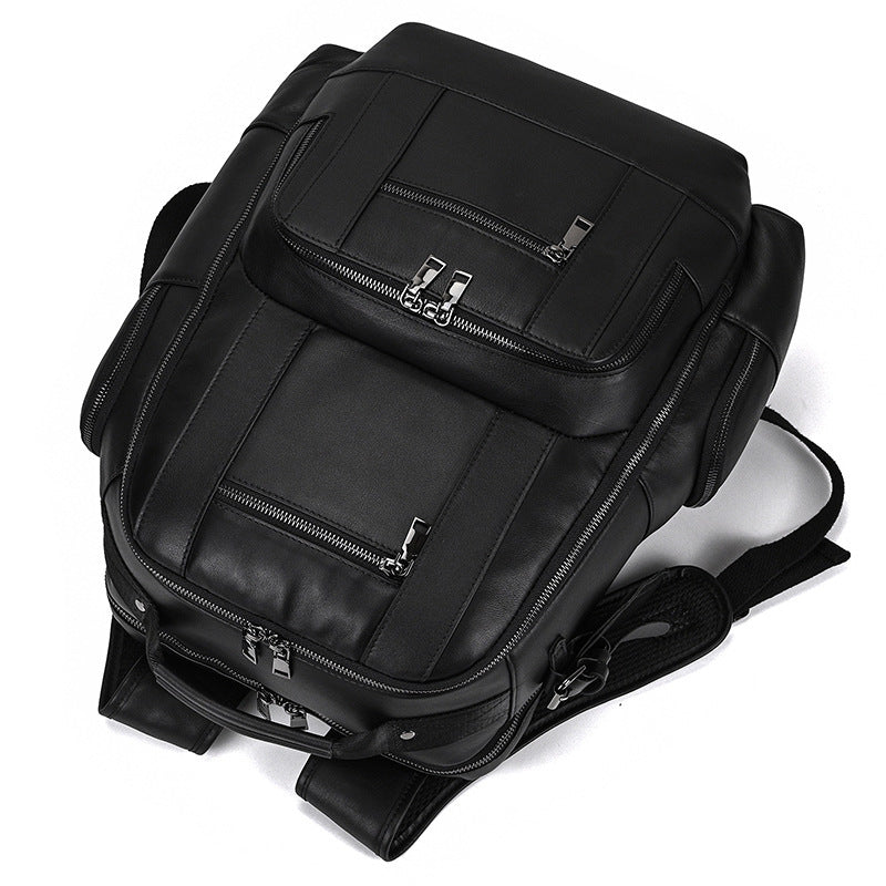 Crazy Horse Leather Multifunctional Backpack Genuine Leather Large Capacity