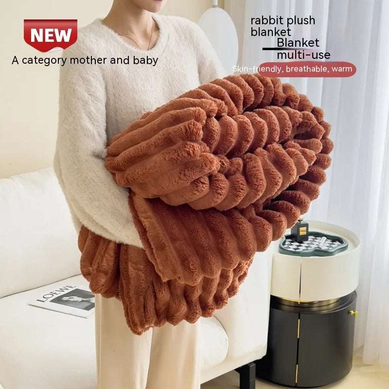 Luxury Double-Sided Velvet Blanket - Ultra Soft Rabbit Fur Throw