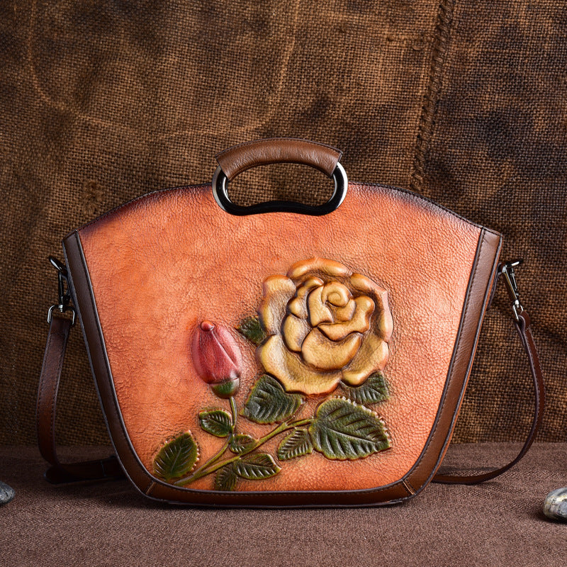 Empreinte Retro Embossed Cowhide Crossbody Bag
