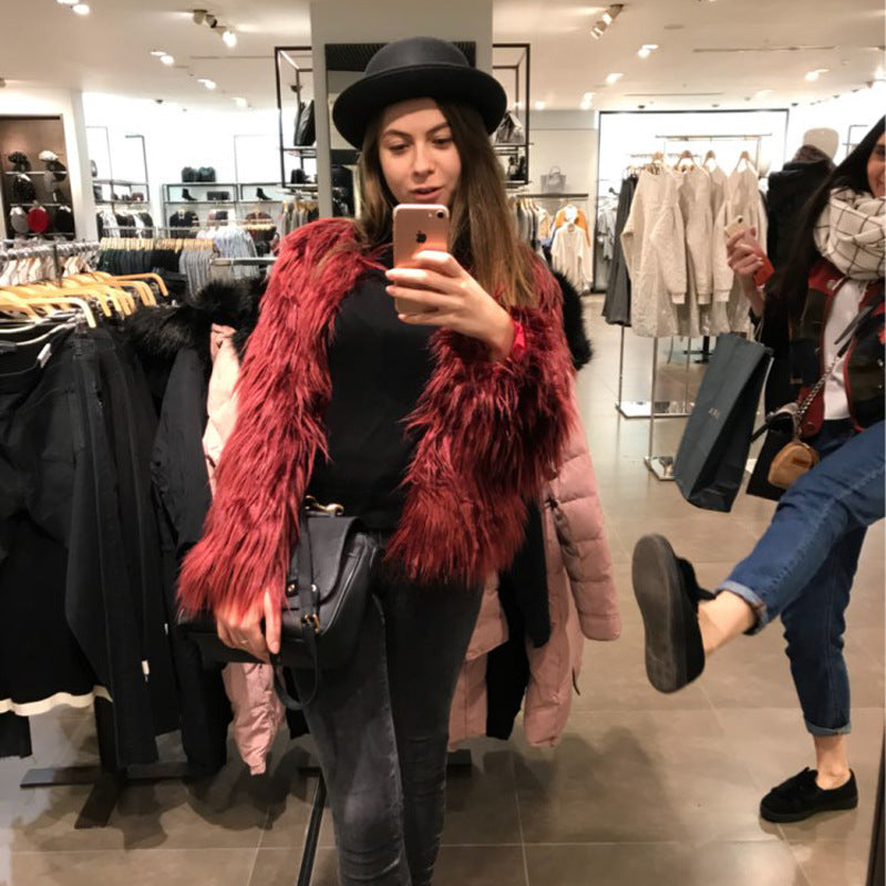 Women's Short Long Sleeve Plus Size Fur Coat - Adult Winter Outerwear