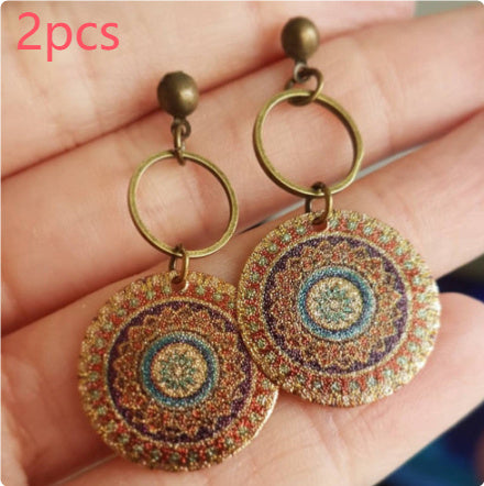 Bohe Tribe Gold Datura Flowers Pendant Earrings