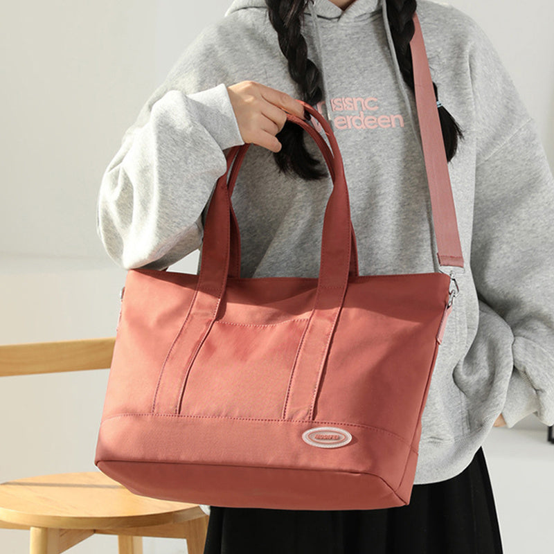 Large Capacity Korean Style Tote Bag - Trendy Solid Color Casual Shoulder Handbag for Women