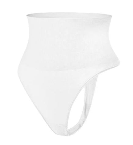 White high-waisted bikini bottom on a white background