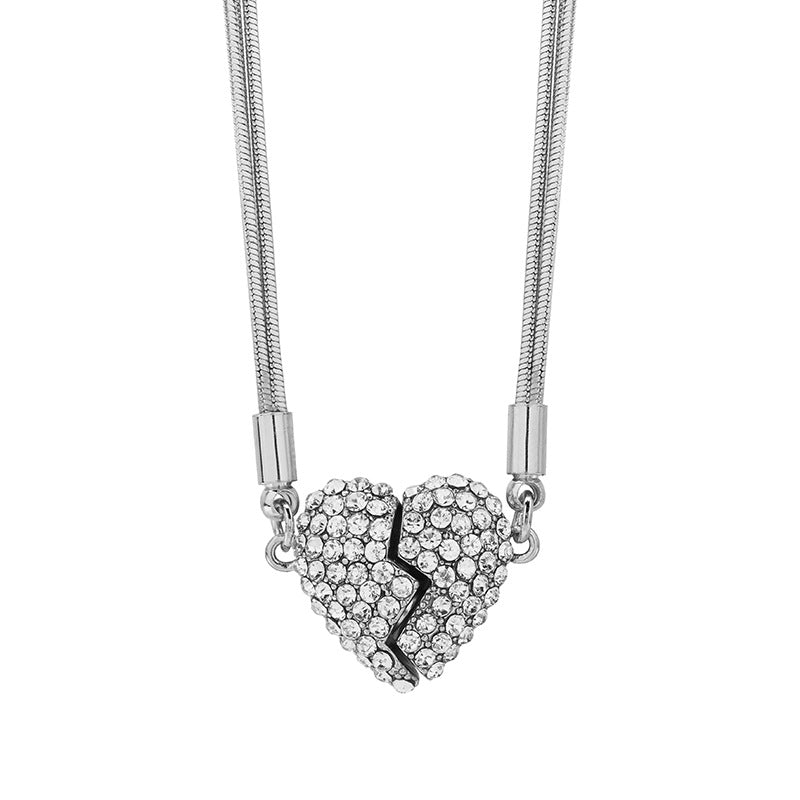 Magnetic Love Heart Necklace - Titanium Steel