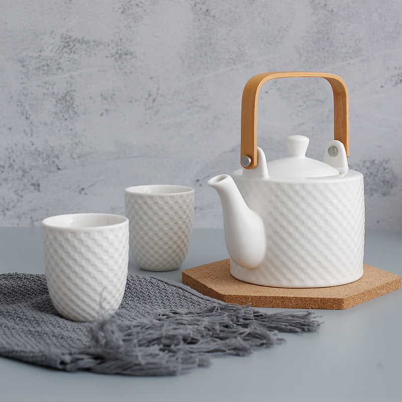 Modern Japanese Ceramic Tea Set - White Porcelain