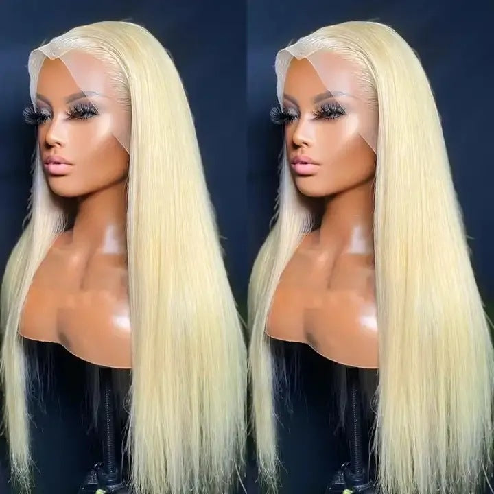 Women's Pure Color Lace Wig - Versatile Human Hair Head Cover Multiple Lengths