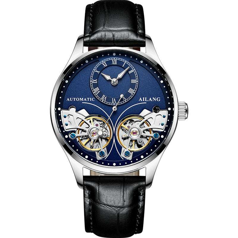 Men's Automatic Mechanical Watch – Tourbillon Moon Phase Transparent Case Back 41mm Titanium Bezel | 16 Styles
