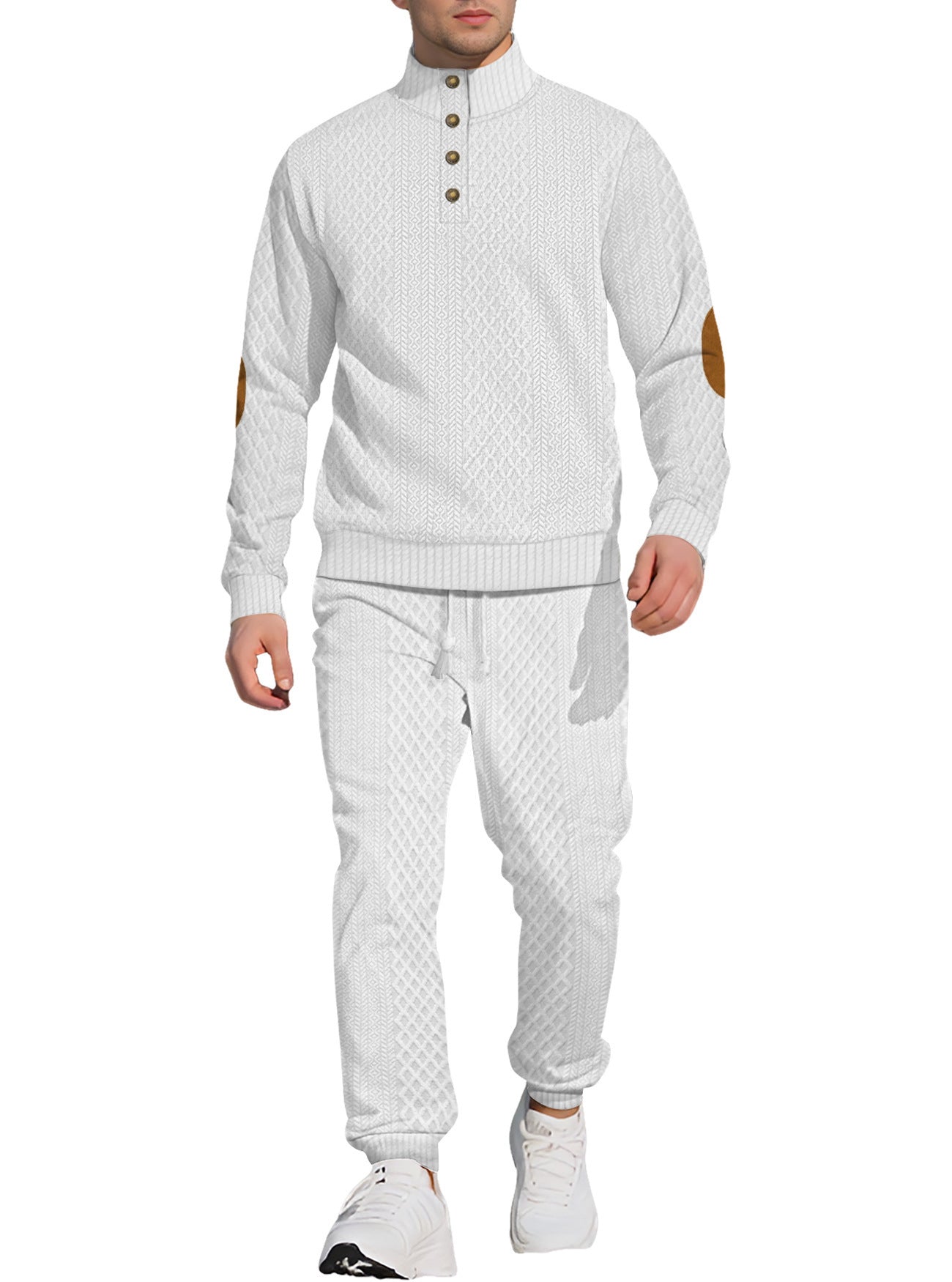 Men's Stand Collar Sports Suit - Light Gray Long Sleeve Outdoor Set Multiple Sizes