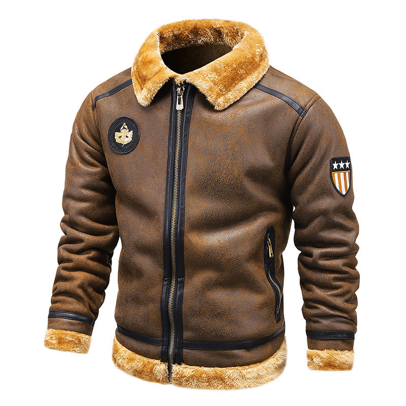 Men's Lapel And Fleece Deerskin Overcoat Large Size Fur Jacket