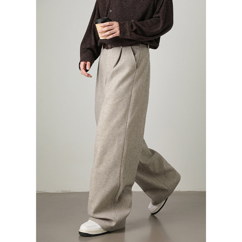 Old Money Wide-Leg Straight Trousers | Filbert Oats, Morning Mist Gray & Rock Black | M–3XL