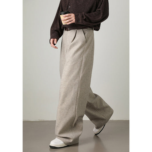 Old Money Wide-Leg Straight Trousers | Filbert Oats, Morning Mist Gray & Rock Black | M–3XL