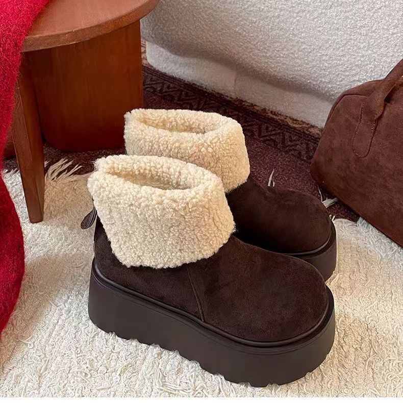 Women's Fleece-Lined Vintage Snow Boots - Warm Cotton Winter Boots
