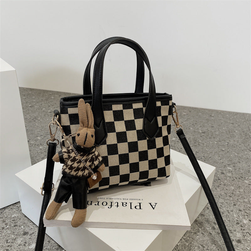 Houndstooth Checkerboard Shoulder Bag - Women's All-Match Messenger Tote