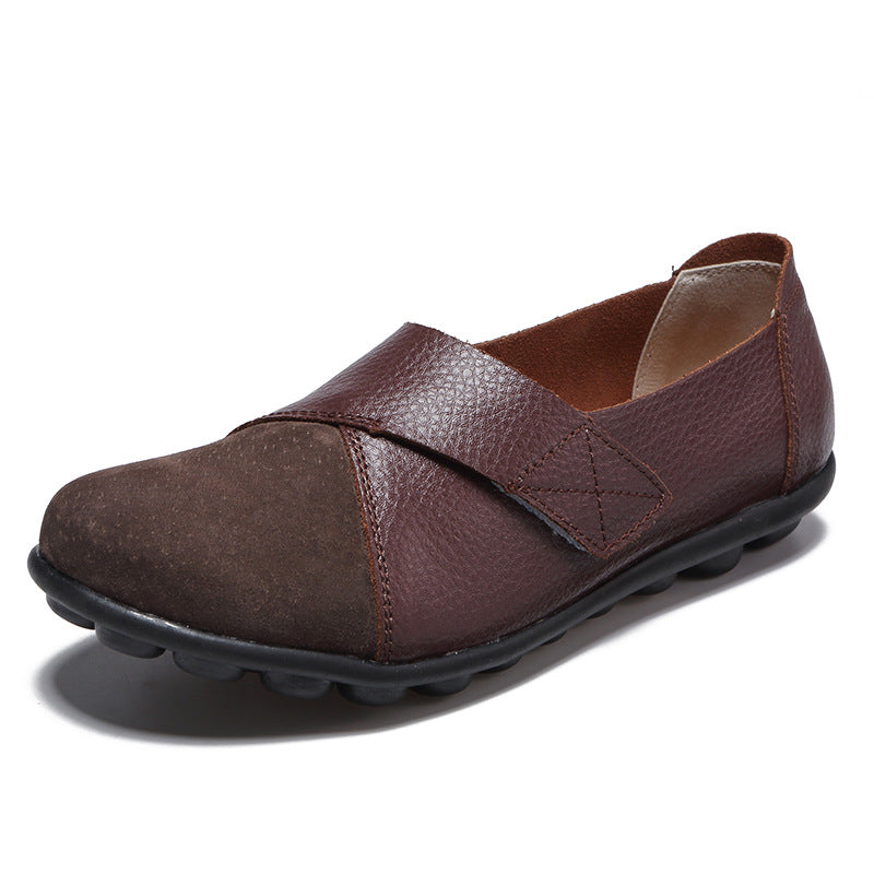 Women's Leather Patchwork Loafers - Soft Sole Flats