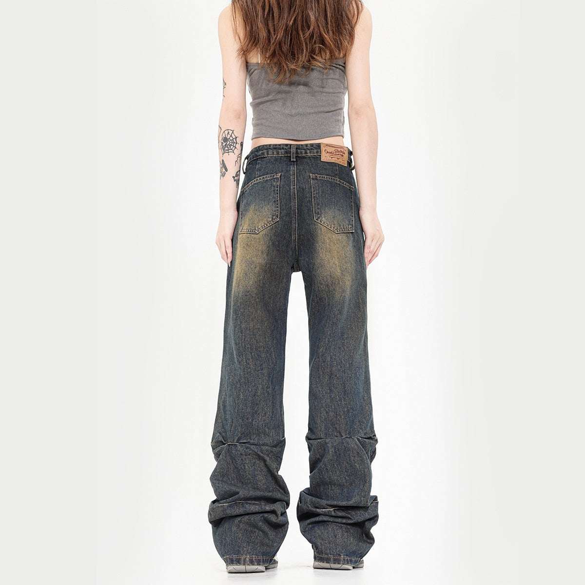 Women's Vintage Crumpled Bootcut Jeans | Blue | S–M