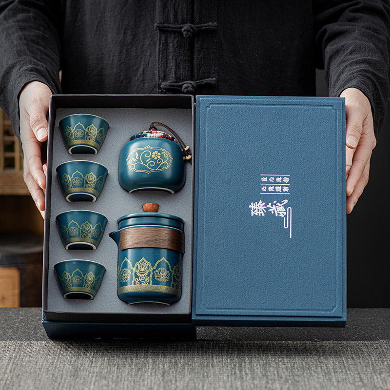 Ceramic Tea Set - One Pot Four Cups Gift Box