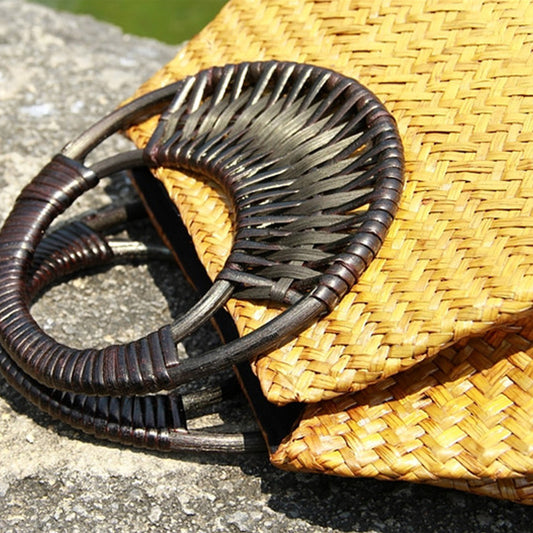 Khaki image → "Le Panier Soleil khaki handmade rattan straw handbag with