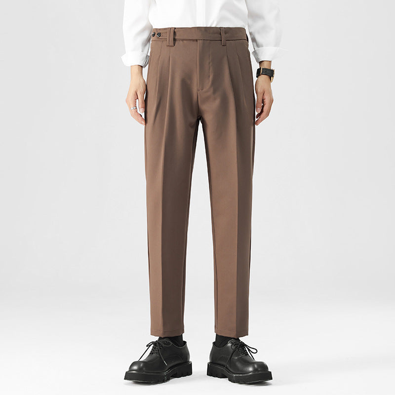 Men's Korean-Style Button-Waist Straight-Leg Trousers | 4 Colours | W28–W38