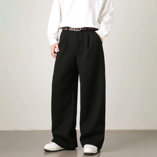 Old Money Wide-Leg Straight Trousers | Filbert Oats, Morning Mist Gray & Rock Black | M–3XL