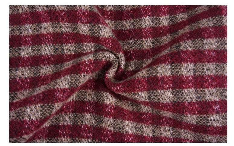 Women's Plaid Wool-Look Loose Long Coat | Black & Red | S–2XL