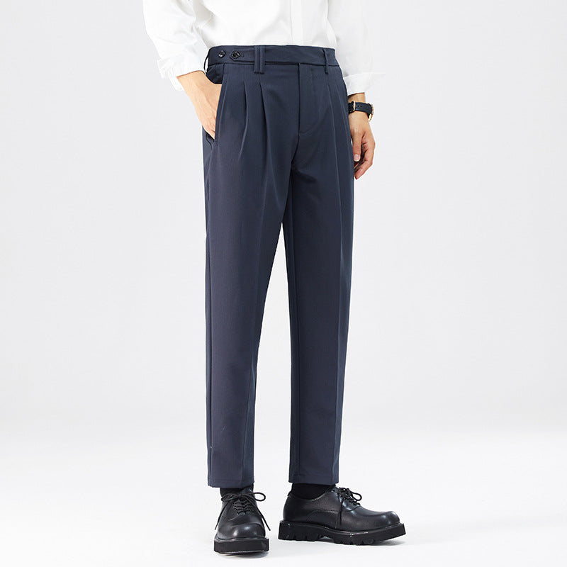 Men's Korean-Style Button-Waist Straight-Leg Trousers | 4 Colours | W28–W38