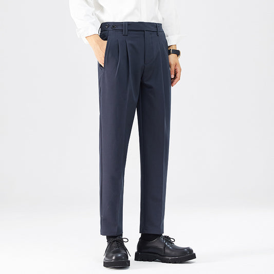 Men's Korean-Style Button-Waist Straight-Leg Trousers | 4 Colours | W28–W38