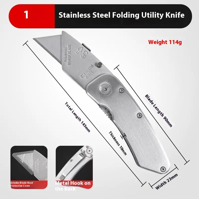 Stainless Steel Art Knife - Folding Utility Knife with 20 Blades