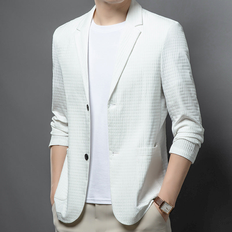 Men's Seamless Lightweight Breathable Casual Suit Top - Diamond White Multiple Sizes