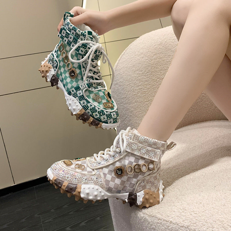 Women's Canvas Platform Sneakers - Elevated Letters