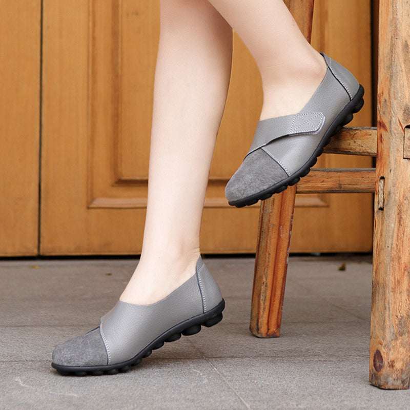 Women's Leather Patchwork Loafers - Soft Sole Flats
