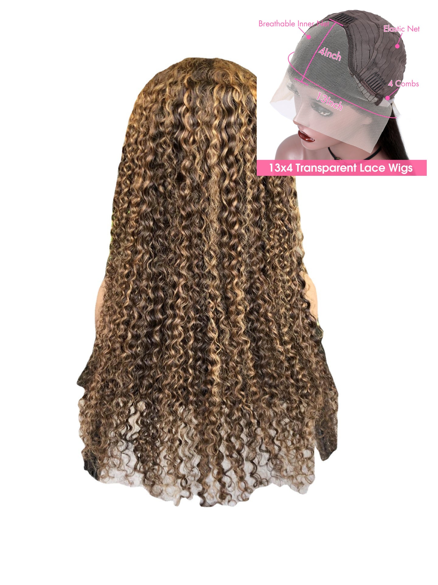 Piano Inter-color Highlight Curly Lace Wig - Hand-Woven Human Hair Wig